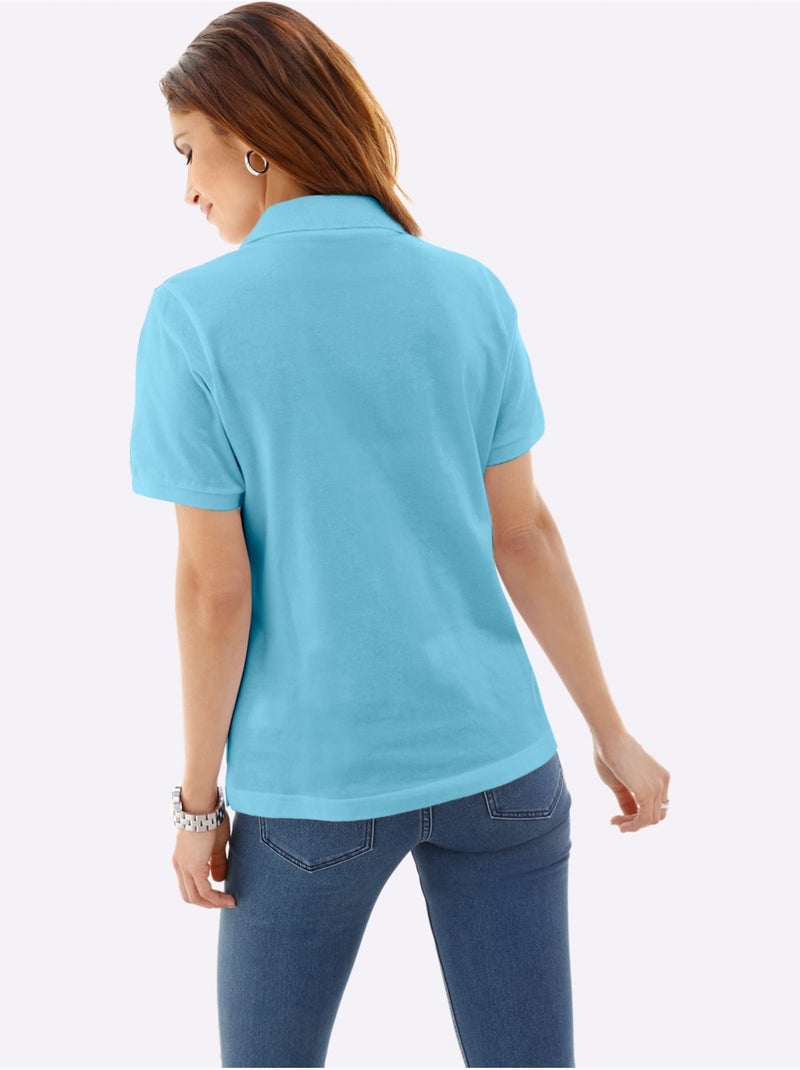Polo en coton avec col classique et manches courtes - Taille standard - Witt Vert d'eau - Kiabi