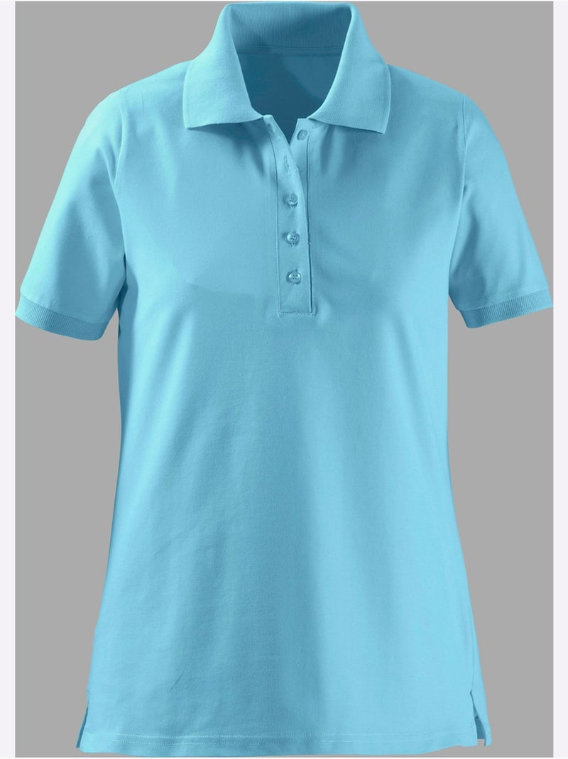 Polo en coton avec col classique et manches courtes - Taille standard - Witt Vert d'eau - Kiabi