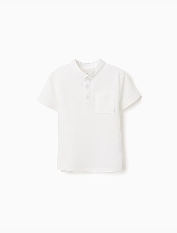 Polo en coton avec col mao et poche