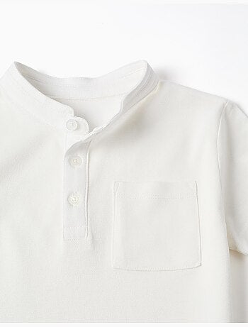 Polo en coton avec col mao et poche
