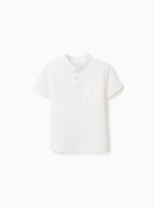 Polo en coton avec col mao et poche - Kiabi