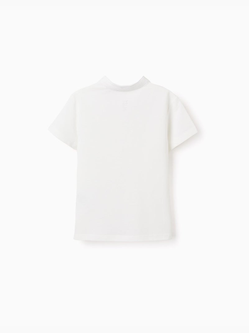 Polo en coton avec col mao et poche Blanc - Kiabi