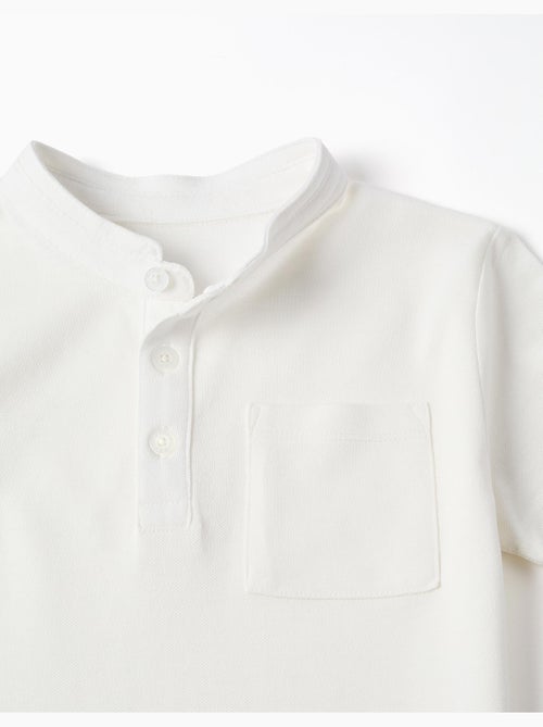 Polo en coton avec col mao et poche - Kiabi