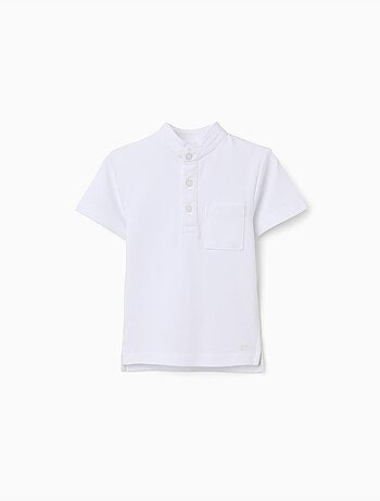 Polo en coton avec col mao et poche