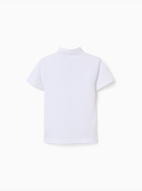 Polo en coton avec col mao et poche - Kiabi