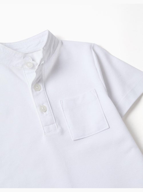 Polo en coton avec col mao et poche - Kiabi