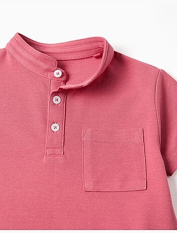 Polo en coton avec col mao et poche