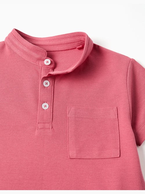 Polo en coton avec col mao et poche - Kiabi
