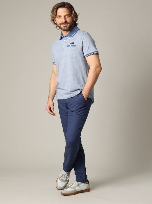 Polo en coton avec col, poche avant et manches à détails contrastants 'Deeluxe' - Kiabi