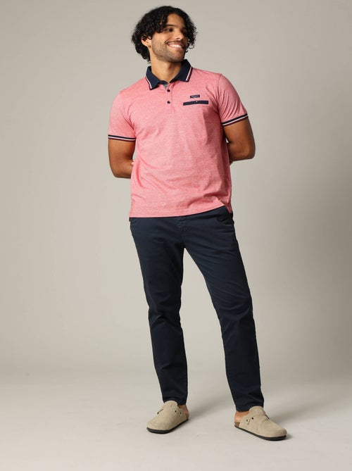 Polo en coton avec col, poche avant et manches à détails contrastants 'Deeluxe' - Kiabi