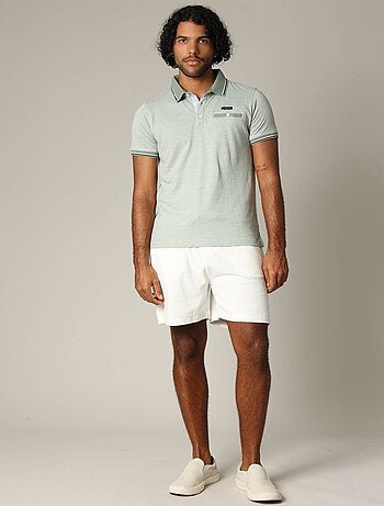 Polo en coton avec col, poche avant et manches à détails contrastants 'Deeluxe'