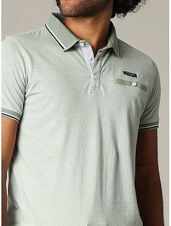 Polo en coton avec col, poche avant et manches à détails contrastants 'Deeluxe'