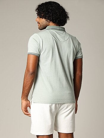 Polo en coton avec col, poche avant et manches à détails contrastants 'Deeluxe'