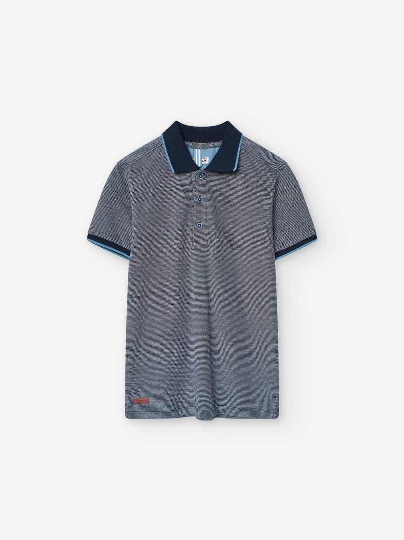 Polo en Coton avec Détails en Contraste Bleu clair - Kiabi