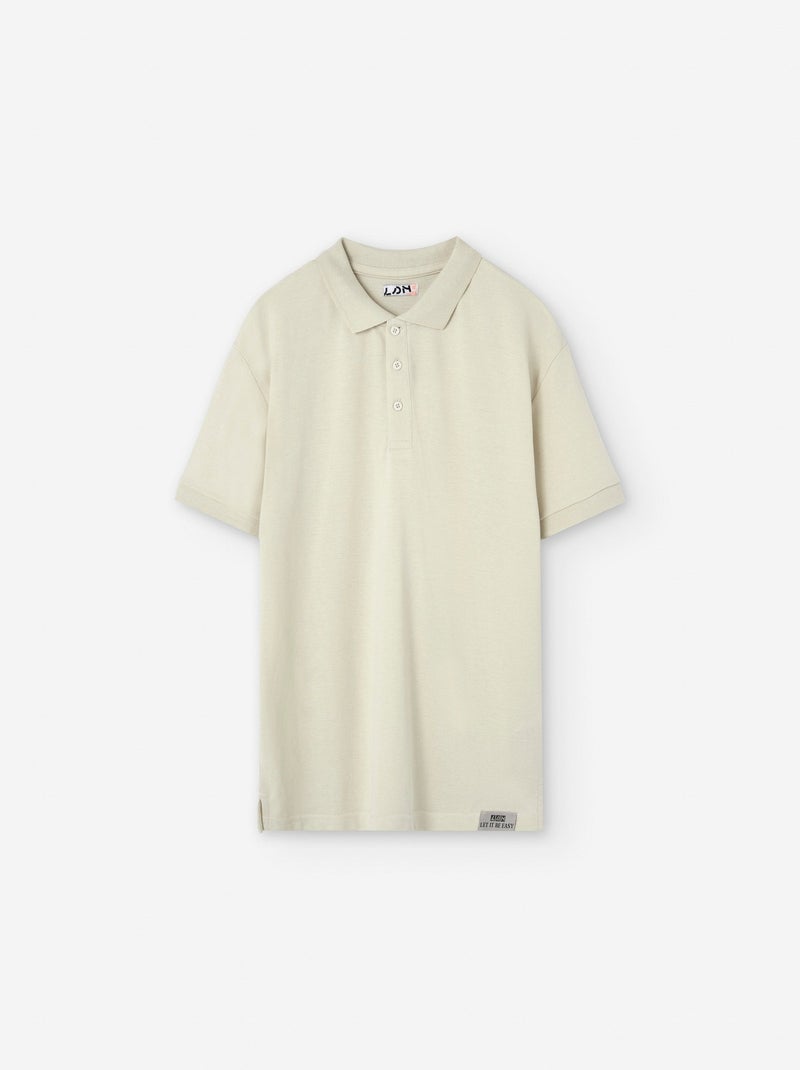 Polo en Coton avec Fentes Beige clair - Kiabi