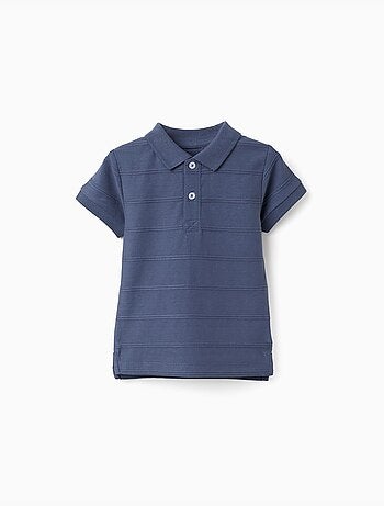 Polo en coton avec lignes en relief B&S