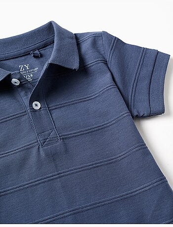 Polo en coton avec lignes en relief B&S