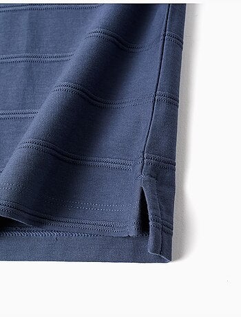 Polo en coton avec lignes en relief B&S