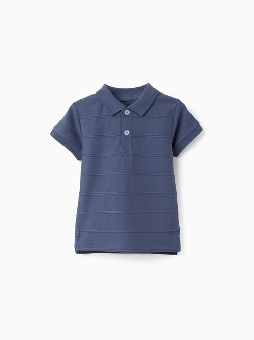 Polo en coton avec lignes en relief B&S - Kiabi
