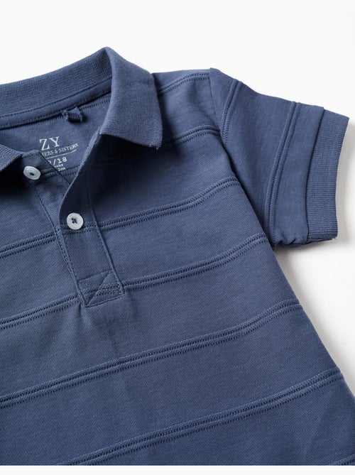 Polo en coton avec lignes en relief B&S - Kiabi