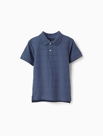 Polo en coton avec lignes en relief B&S