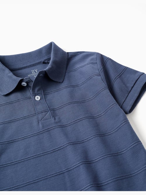 Polo en coton avec lignes en relief B&S - Kiabi