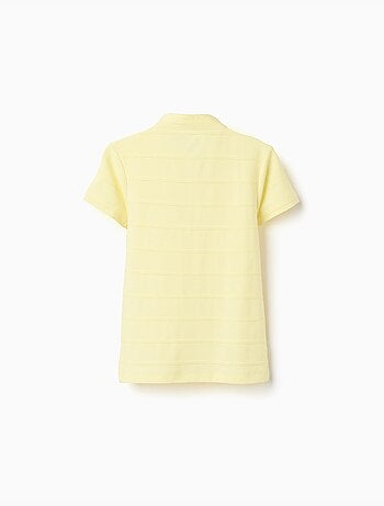 Polo en coton avec lignes en relief et col mao