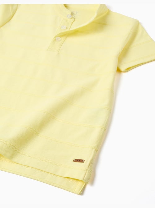 Polo en coton avec lignes en relief et col mao - Kiabi