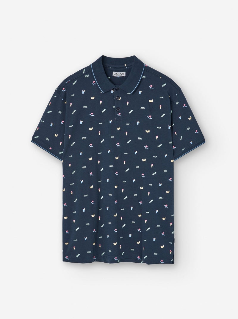 Polo en Coton avec Motif Bleu clair - Kiabi