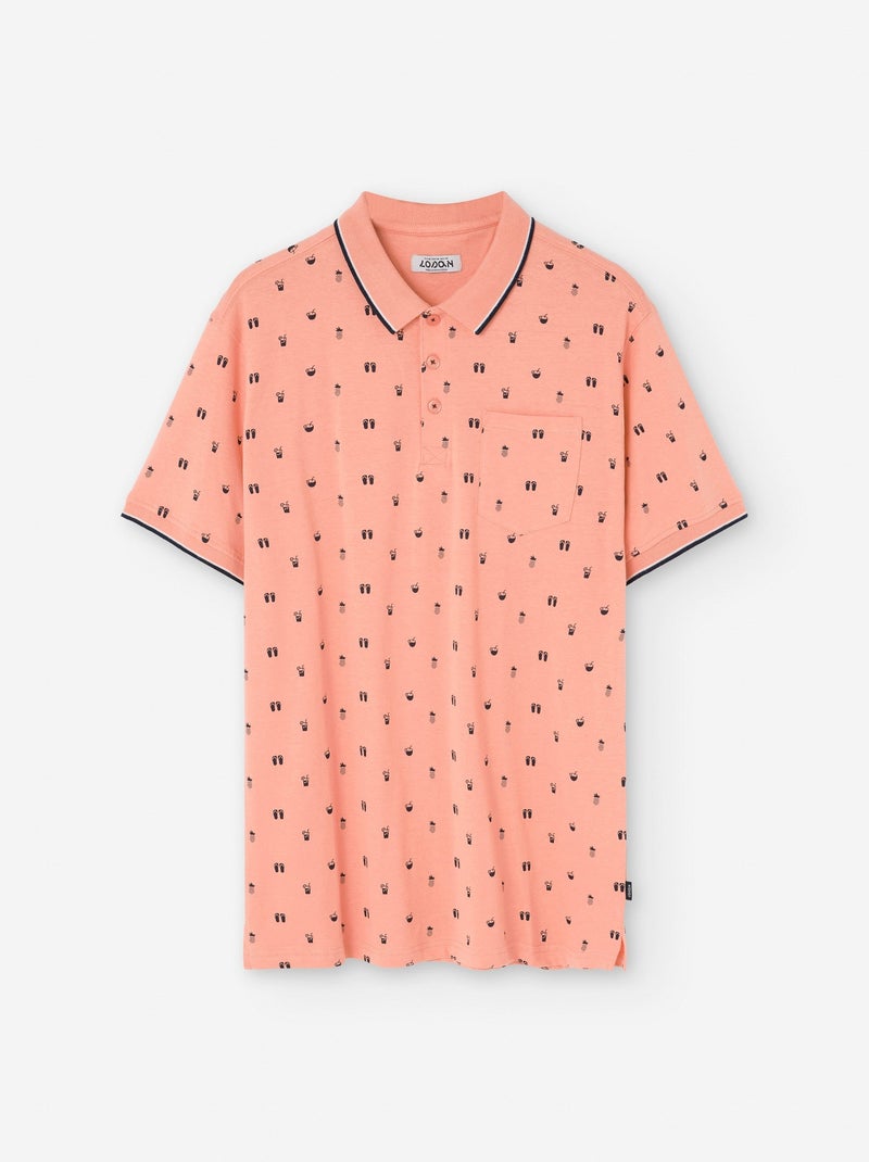 Polo en Coton avec Motif Bleu - Kiabi