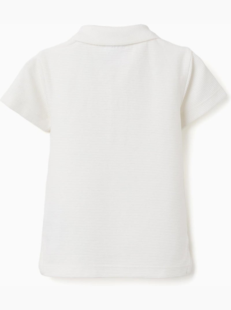 Polo en coton côtelé Blanc - Kiabi