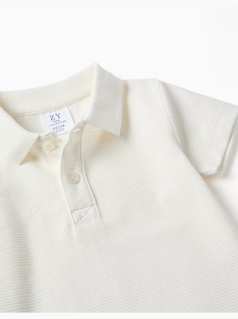 Polo en coton côtelé Blanc - Kiabi