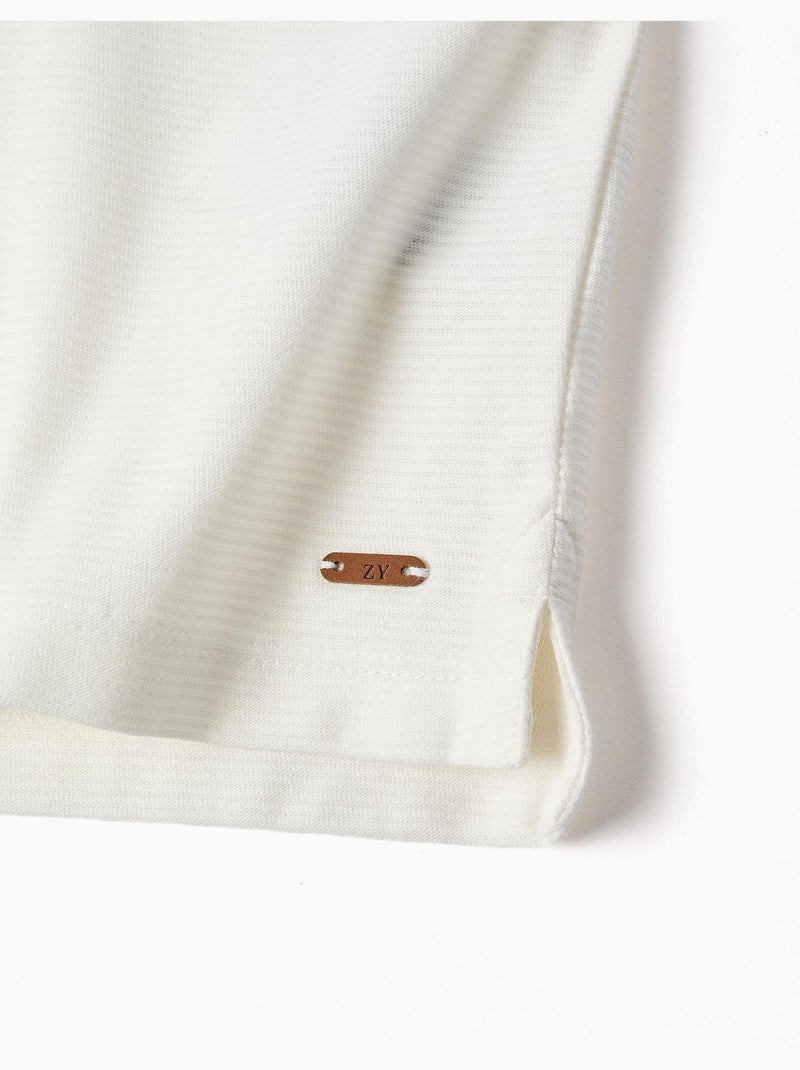 Polo en coton côtelé Blanc - Kiabi