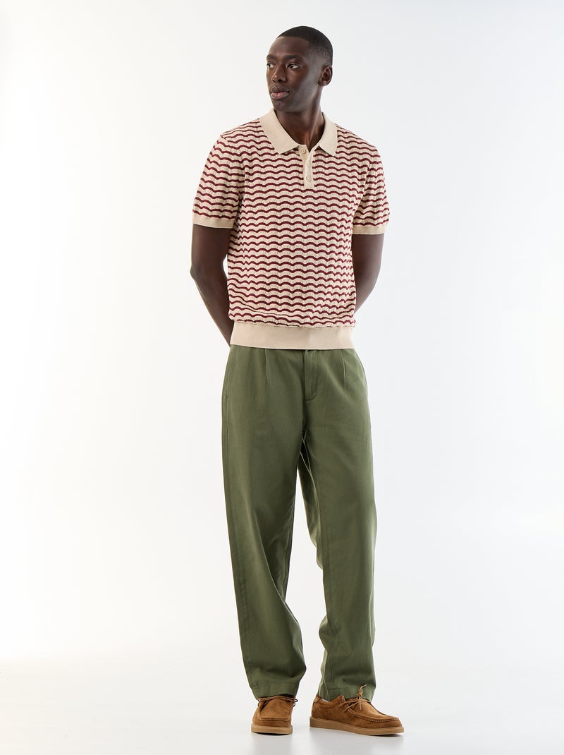 Polo en coton fantaisie pour homme Beige - Kiabi