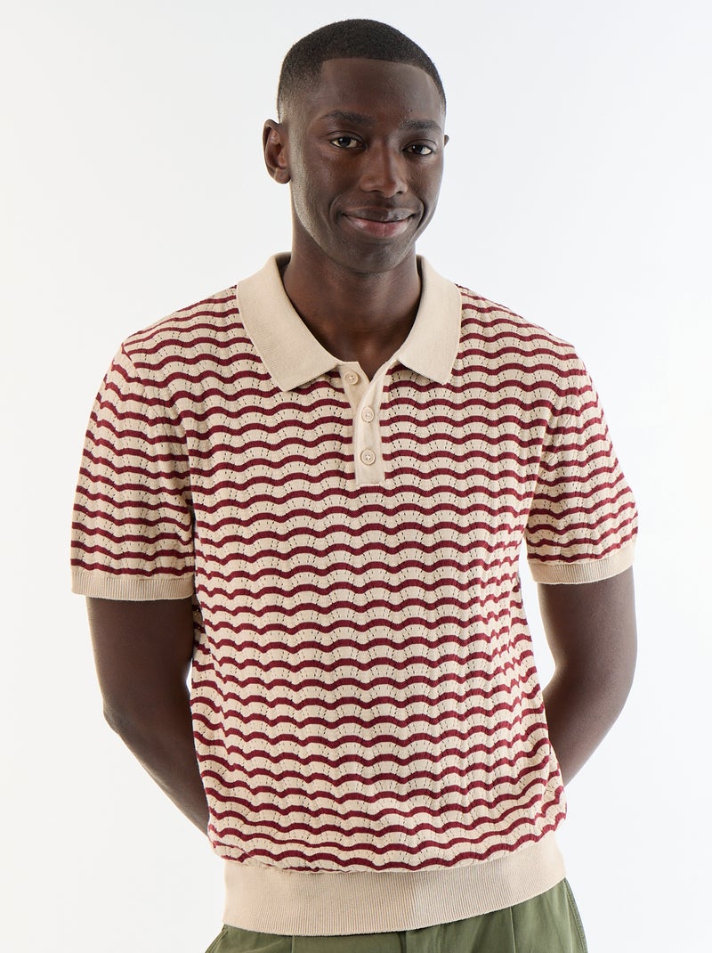 Polo en coton fantaisie pour homme Beige - Kiabi