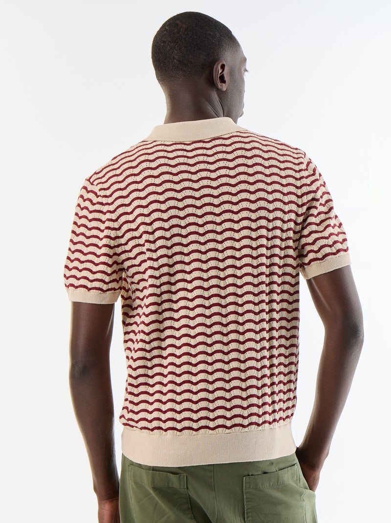 Polo en coton fantaisie pour homme Beige - Kiabi