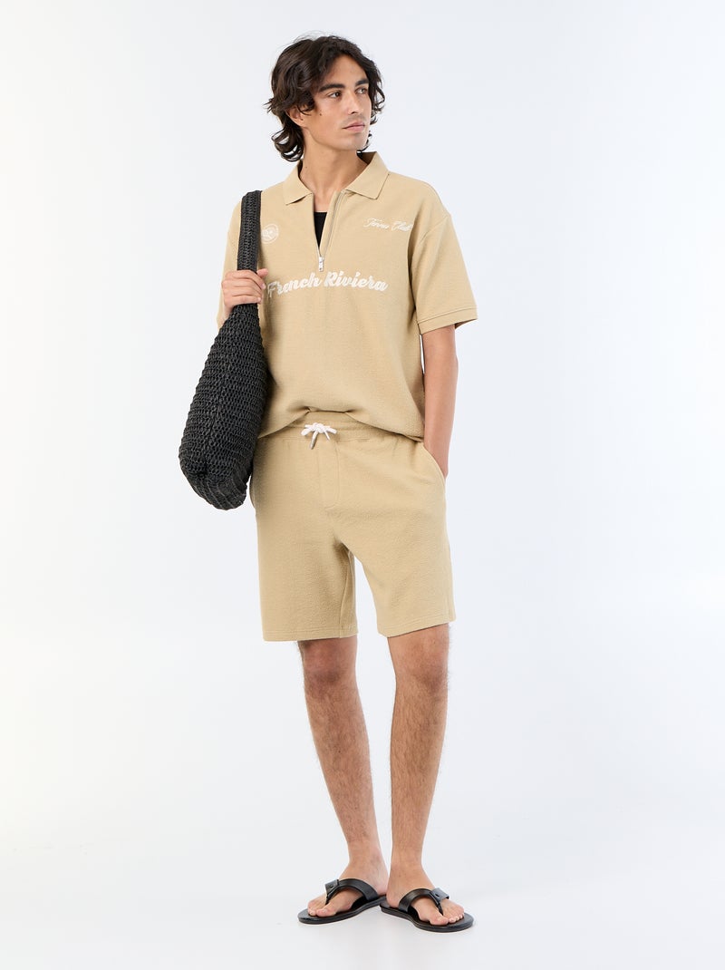 Polo en coton homme à manches courtes Beige - Kiabi