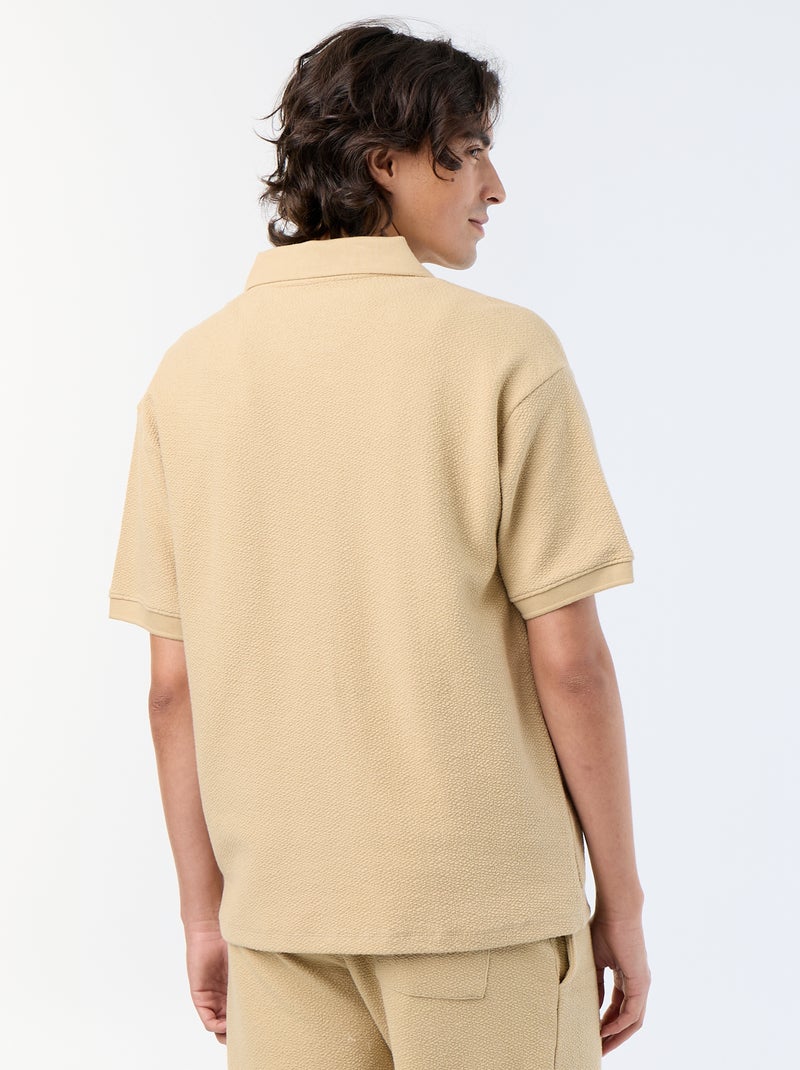 Polo en coton homme à manches courtes Beige - Kiabi