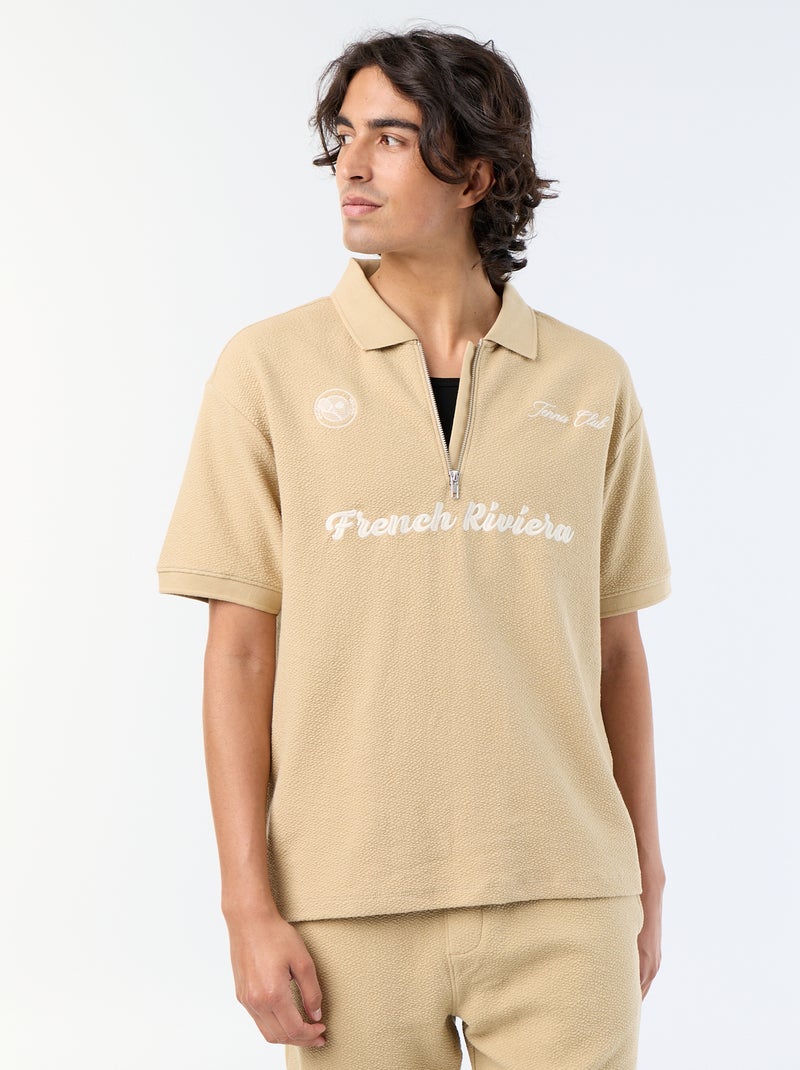Polo en coton homme à manches courtes Beige - Kiabi