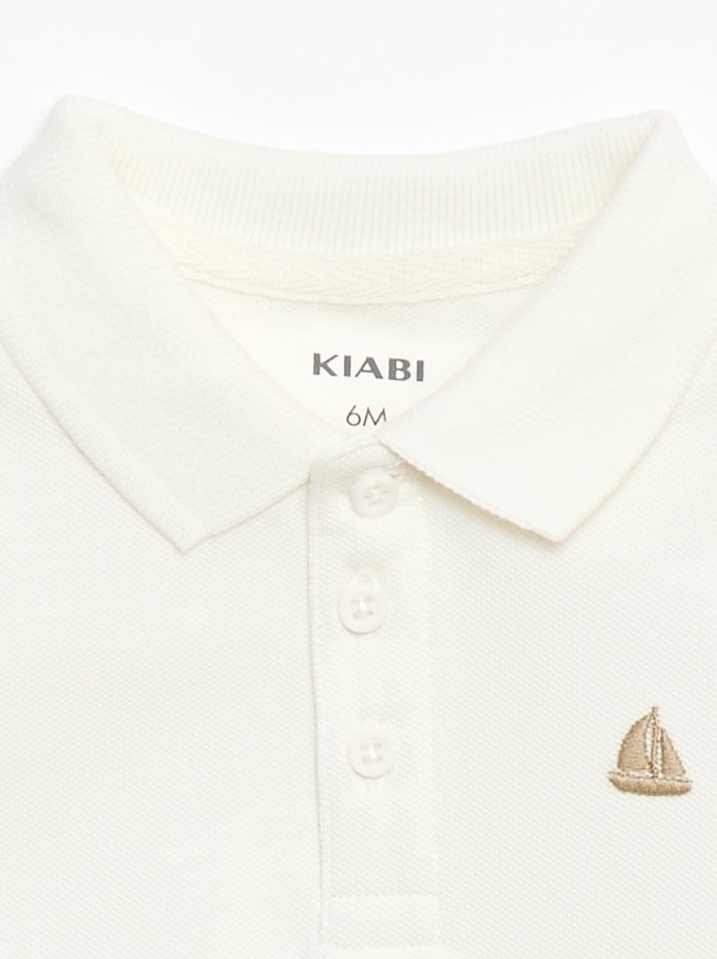Polo en coton piqué à manches courtes Blanc - Kiabi