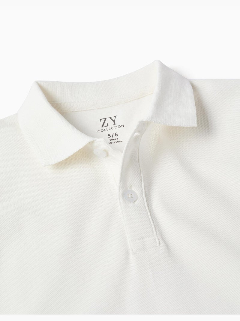 Polo en coton piqué à manches courtes Blanc - Kiabi
