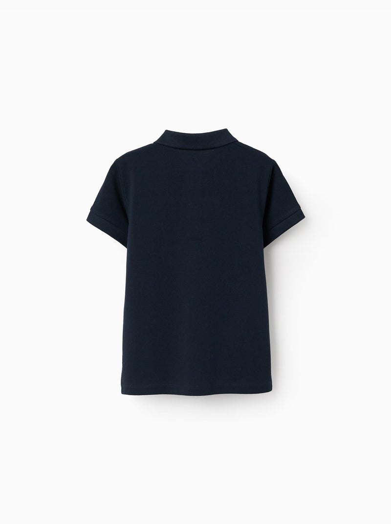 Polo en coton piqué à manches courtes Bleu foncé - Kiabi