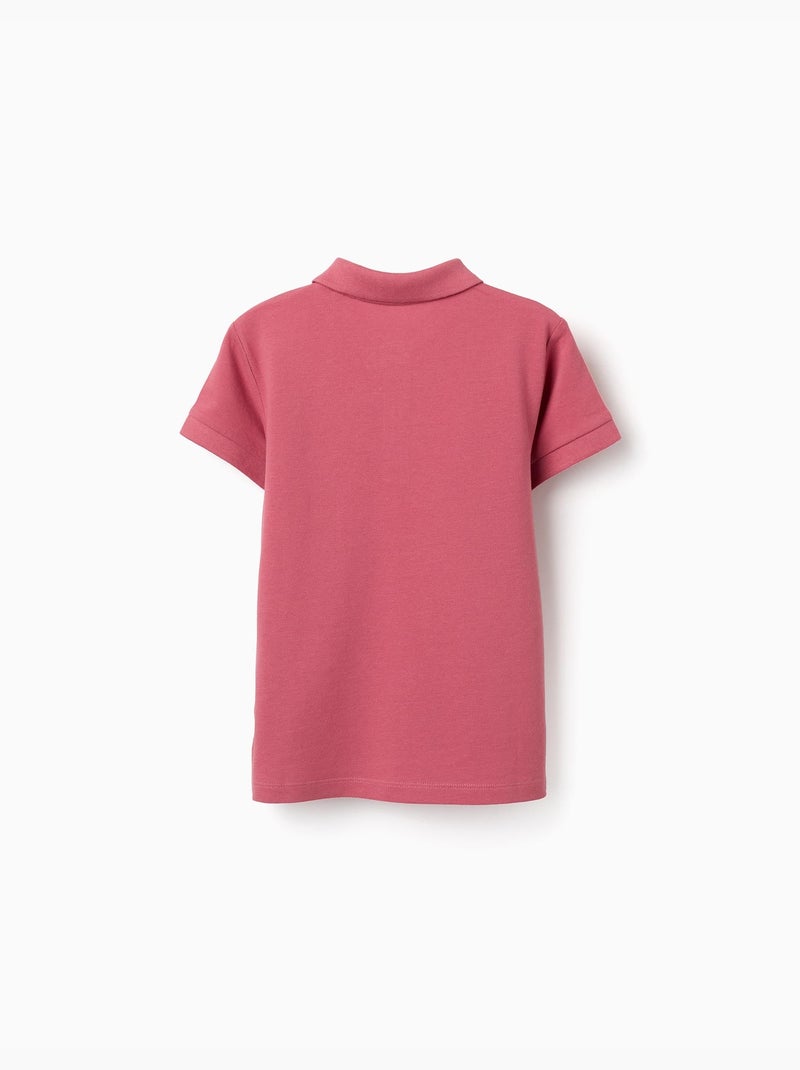 Polo en coton piqué à manches courtes Rose foncé - Kiabi