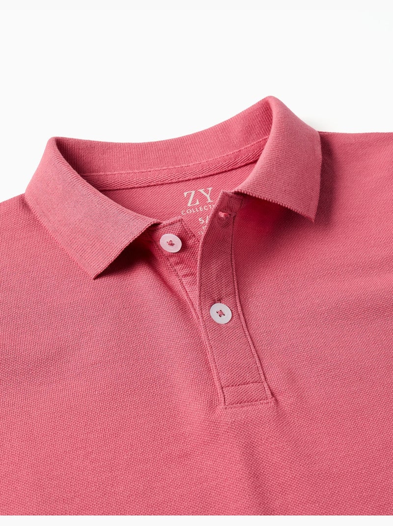 Polo en coton piqué à manches courtes Rose foncé - Kiabi