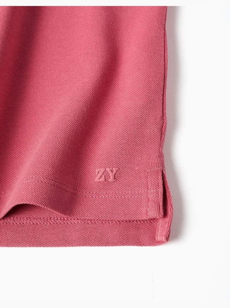 Polo en coton piqué à manches courtes Rose foncé - Kiabi