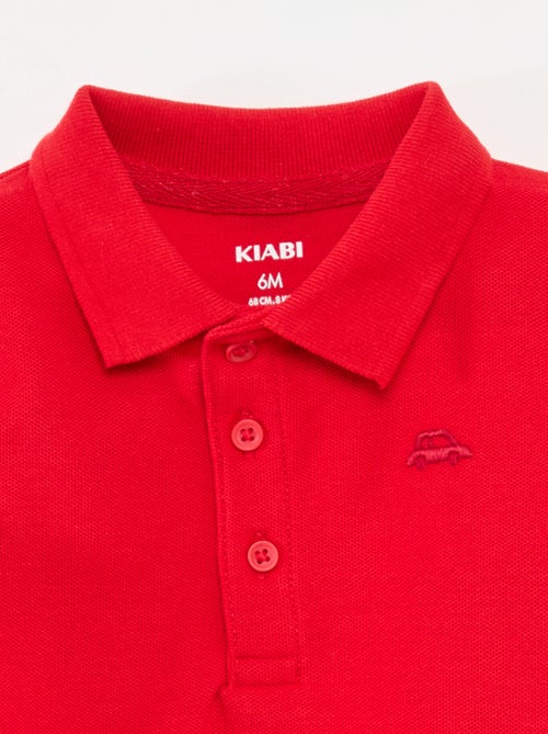 Polo en coton piqué à manches longues - Kiabi