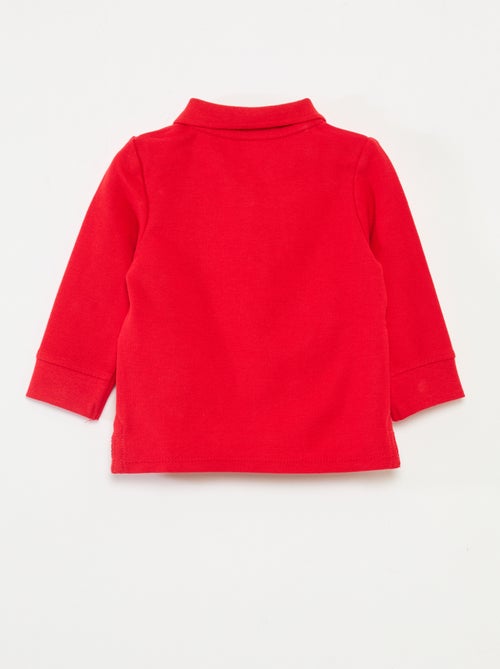 Polo en coton piqué à manches longues - Kiabi