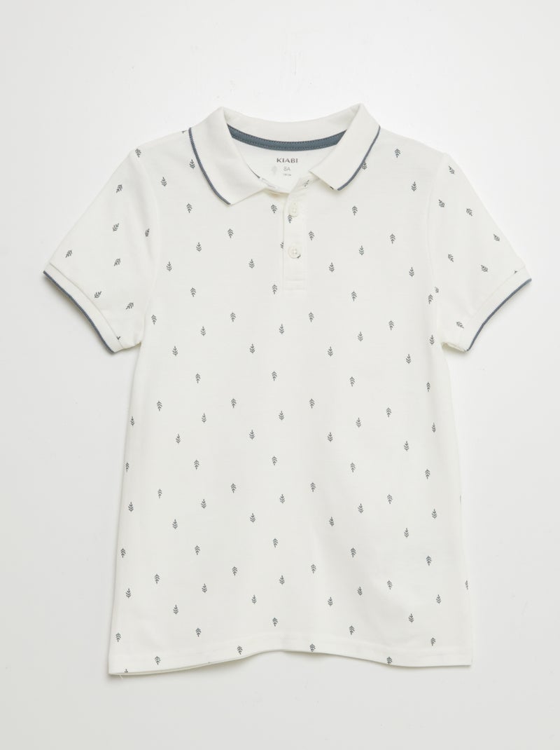 Polo en coton piqué Blanc - Kiabi