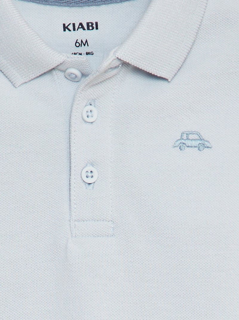 Polo en coton piqué BLEU - Kiabi