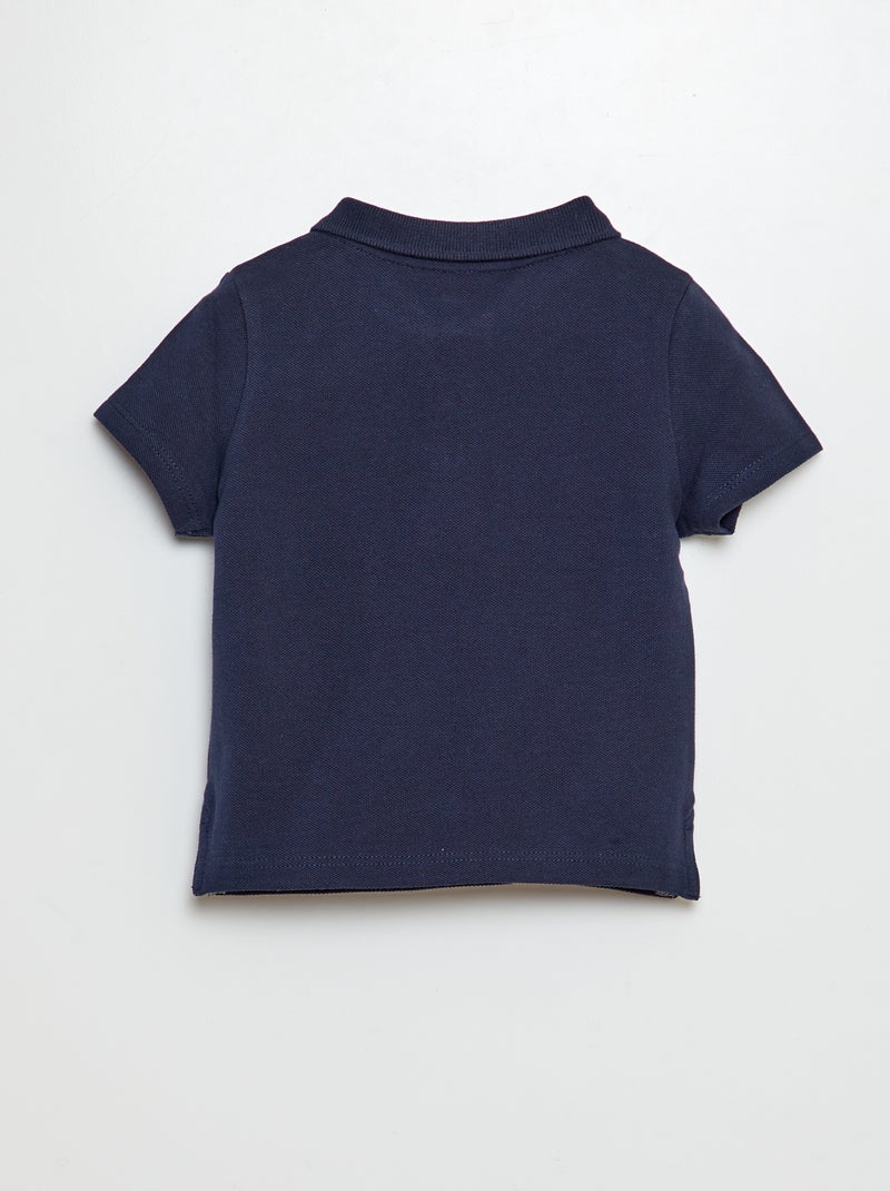 Polo en coton piqué BLEU - Kiabi